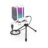FIFINE AmpliGame USB Microphone, PC Gaming Recording Desktop Laptop Mic, RGB Streaming Podcasting Condenser Mic for Online Game, Vocal, with Mute Button, Gain Knob, Tripod Stand-A6V White